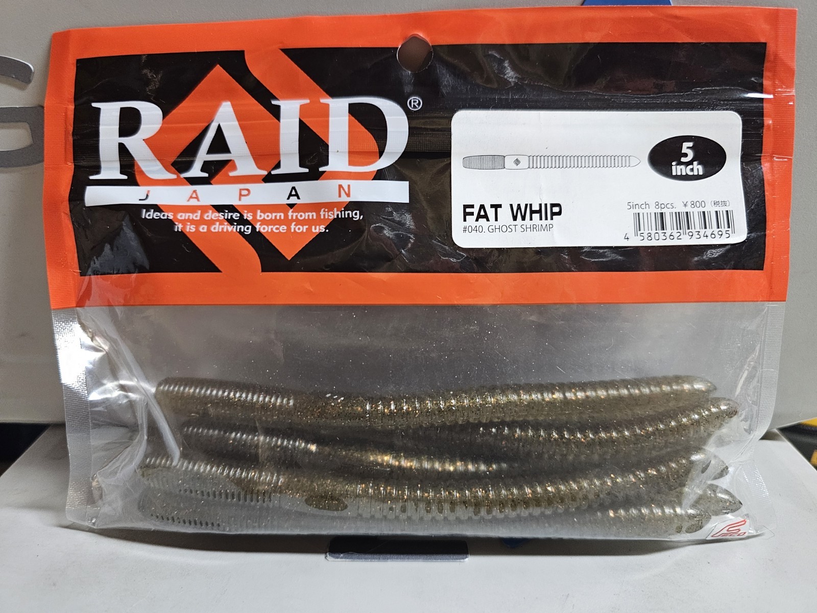 Raid Japan Fat Whip Heavy Weight 5" Worm #040 Ghost Shrimp 