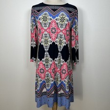 Donna Morgan Boho Shift Stretch Dress Multi Color Women's Size 8P