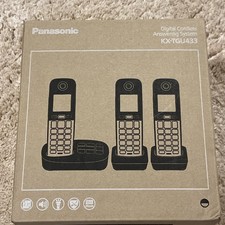 Image of Panasonic KX-TGU433EB Black Digital Cordless Phone, Answering Machine, 3 Handset
