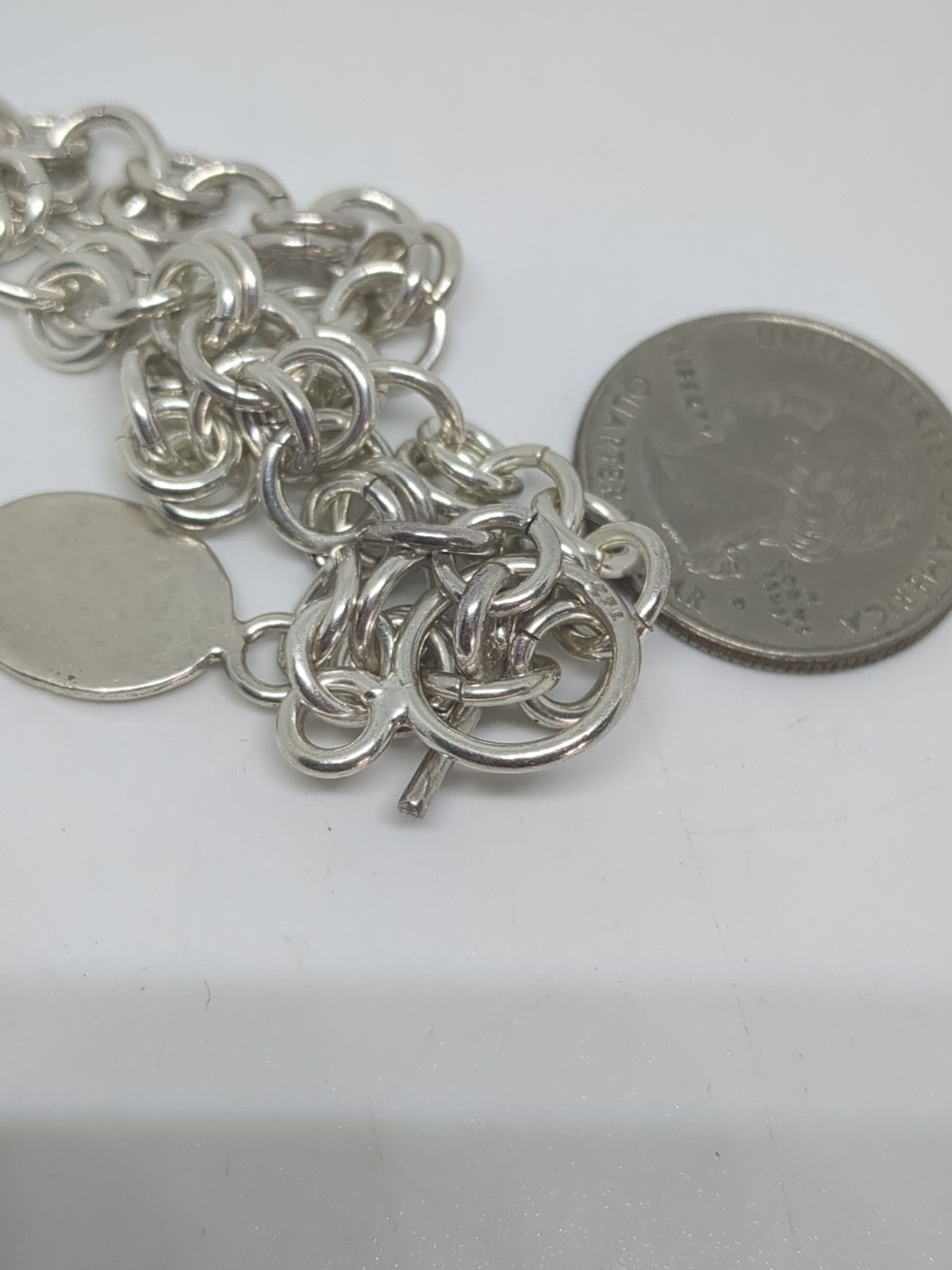 Sterling Silver 925 Double Link Toggle Bracelet 7… - image 7