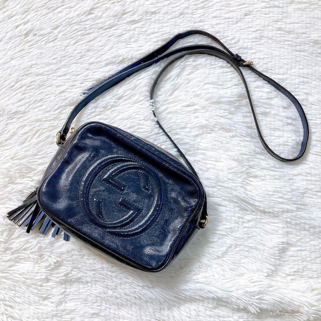 Gucci Soho GG Patent Leather Shoulder Bag Pre-Owned Authentic