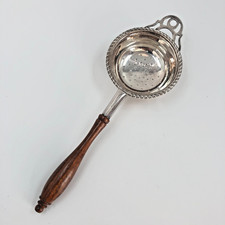 Vintage Solid Silver Tea Strainer With Wooden Handle  - 30.93g