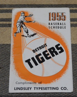 1955 DETROIT TIGERS Pocket Schedule BASEBALL LINDSLEY TYPESETTING Advertising
