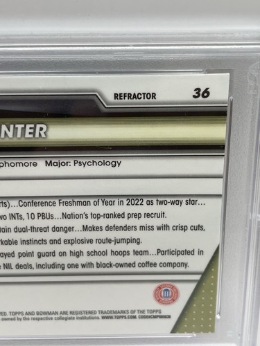 2023 Bowman U 1st Chrome Refractor - Travis Hunter #36 PSA 10 GEM MINT - JAGS - Bild 3 von 3