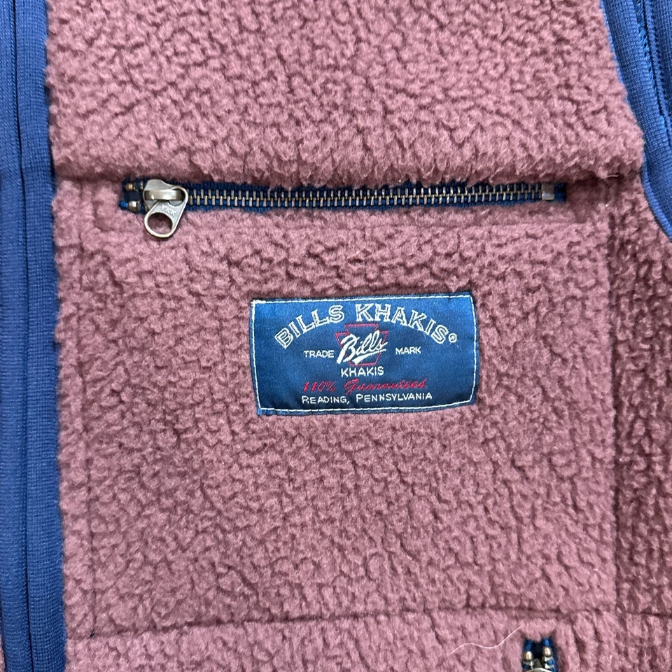 Chaleco Bills Khakis Para Hombres S Rojo Cremallera Completa Sherpa Pila Vellón Sin Mangas Bolsillos Logo Foto 3 de 4
