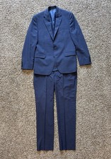 Polo Ralph Lauren 100 Wool Suit Navy Blue USA Mens 38 R - Measurements In Pics
