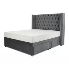 Chesterfield Wingback Divan Bed Set in Plush Velvet with Storage Drawer Option