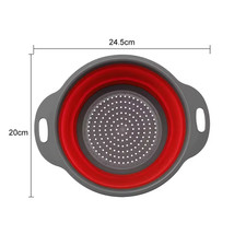 1/2Pcs Silicone round Folding Vegetable Fruits Washing Drain Basket Colander Str