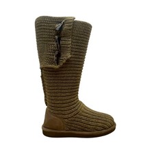 Bearpaw Women  s Brown Knit Sheepskin TPR Outsole Anastasia Tall Boots Sz 8