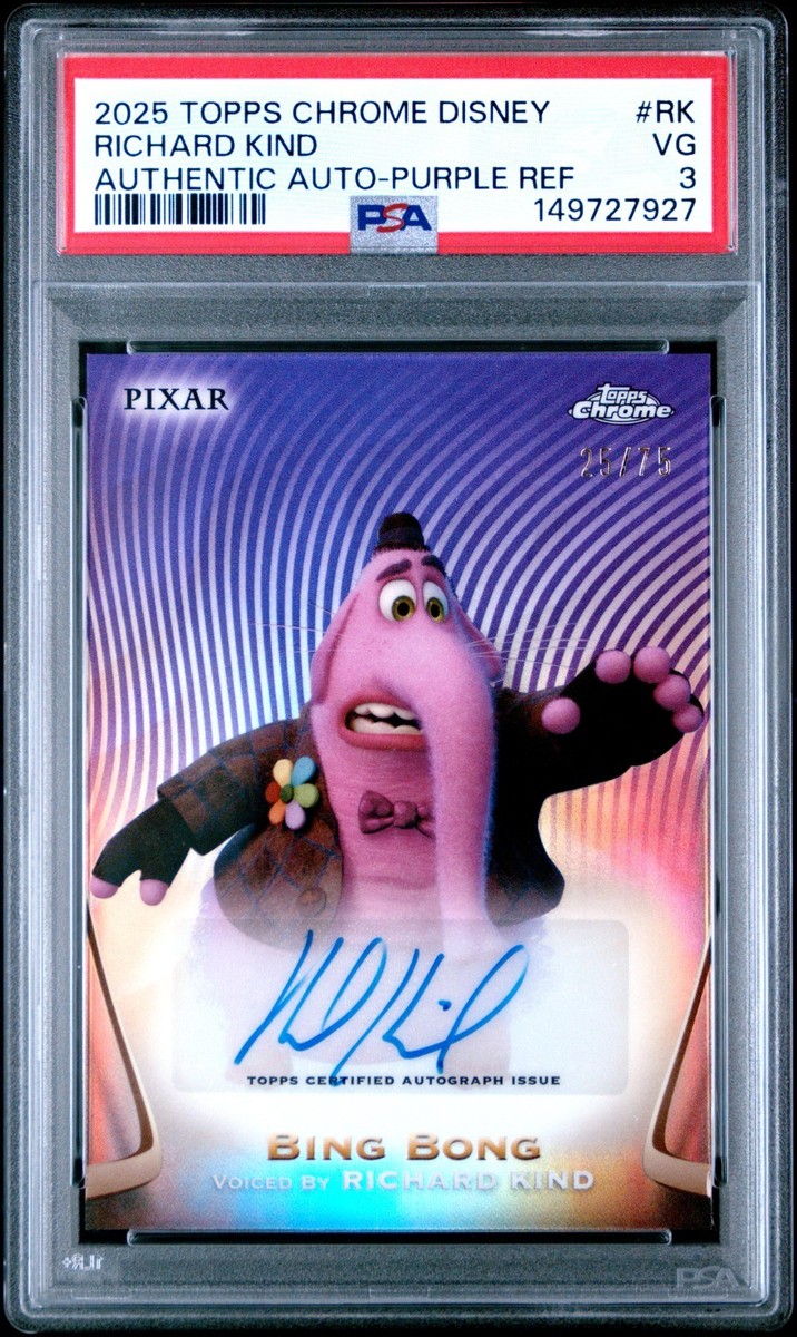 その他 2025 Topps Disney chrome Bing Bong Auto 2025 Topps Chrome Disney Bing Bong Purple Refractor Auto Richard