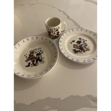 Lord Nelson Vintage Pottery Set Of 3 Bowl, Cup, & Plate Nursery Rhyme England