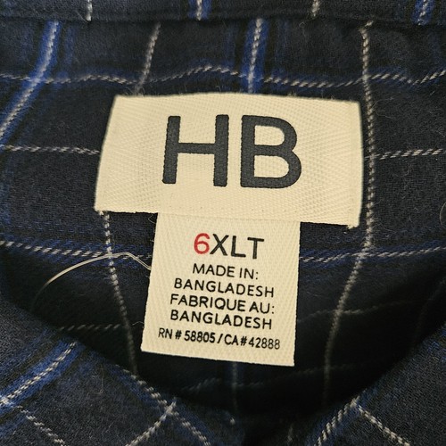 HB Harbor Bay Flannel 6XLT Men’s Plaid Long Sleeve Button Down Pocket NWT - 第 11/14 張圖片