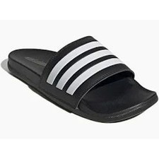 NIB Adidas Adilette Comfort Slides Black White Mens 11 Womens 12 JS4313