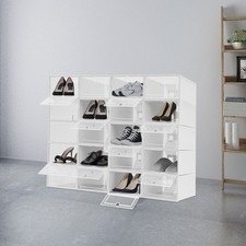 20 Pcs Shoe Box Clear Plastic Stackable Shoe Storage Foldable Shoe Containers