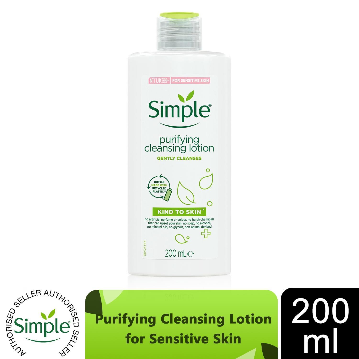 Simple Kind To Skin Purifying Cleansing Lotion 200ml Sensitive Facial Cleanser
