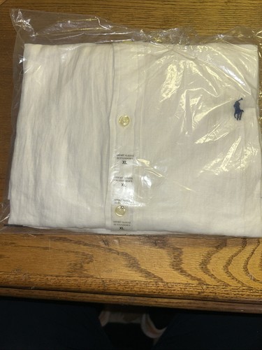 Ralph Lauren White Short Sleeve Button Down Classic Untucked Fit Size XL NWT