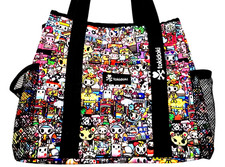 TOKIDOKI Multicolor Mesh Outside Side Pockets PADDED Shopping/ Business Tote 12"