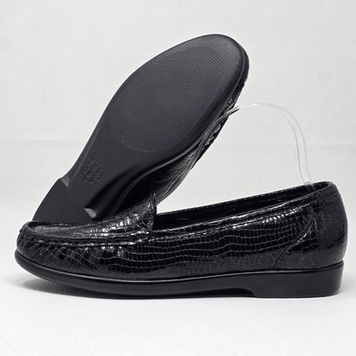SAS Womens Size 9 Simplify Everyday Loafer Moccasin Black Patent Croc Leather