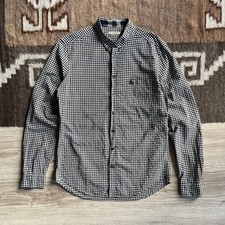 Burberry BRIT Men's Gingham Check Black White Cotton Shirt Size M