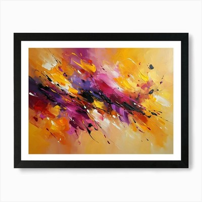 Abstraktes Gemälde mit lebendigen Farben gerahmt Wandbild Poster Leinwanddruck Bild