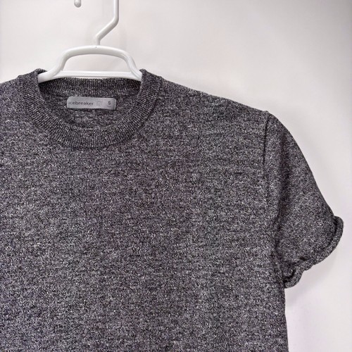 Icebreaker Shirt Men's Small Gray Heather Flaxen Short Sleeve Wool Linen Blend - Picture 8 of 15