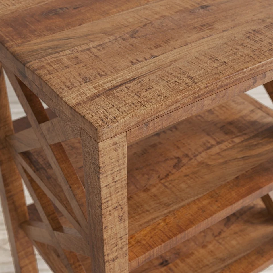 Librería moderna rústica de madera maciza Global Archive con dos estantes Foto 3 de 4