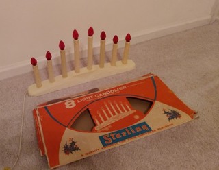 Vintage Sterling Christmas 8 Light C7 Candolier Electric Candles In Original Box