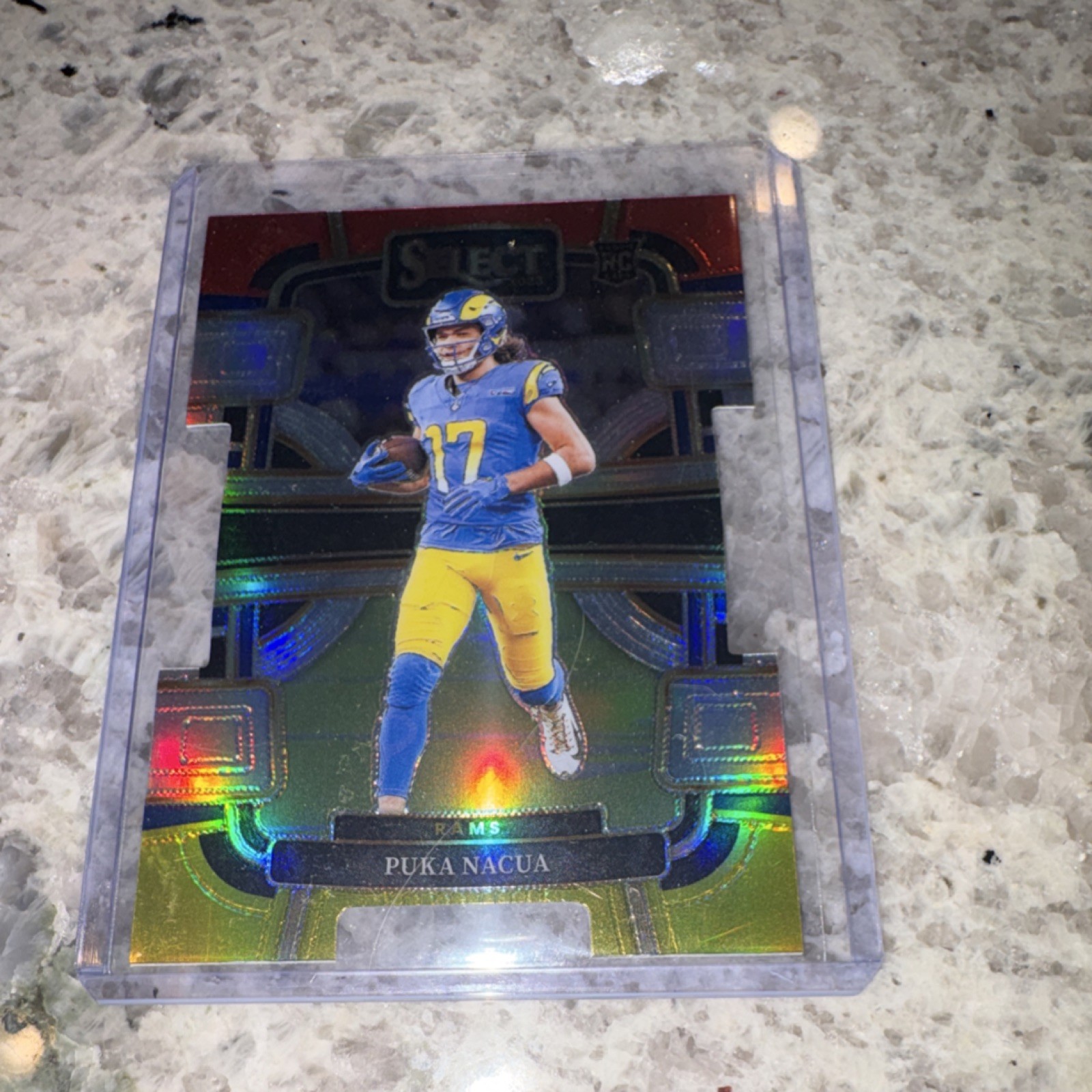 Panini Select 2023 Concourse Puka Nacua Red Yellow Prizm Die-Cut Rookie #56 Rams