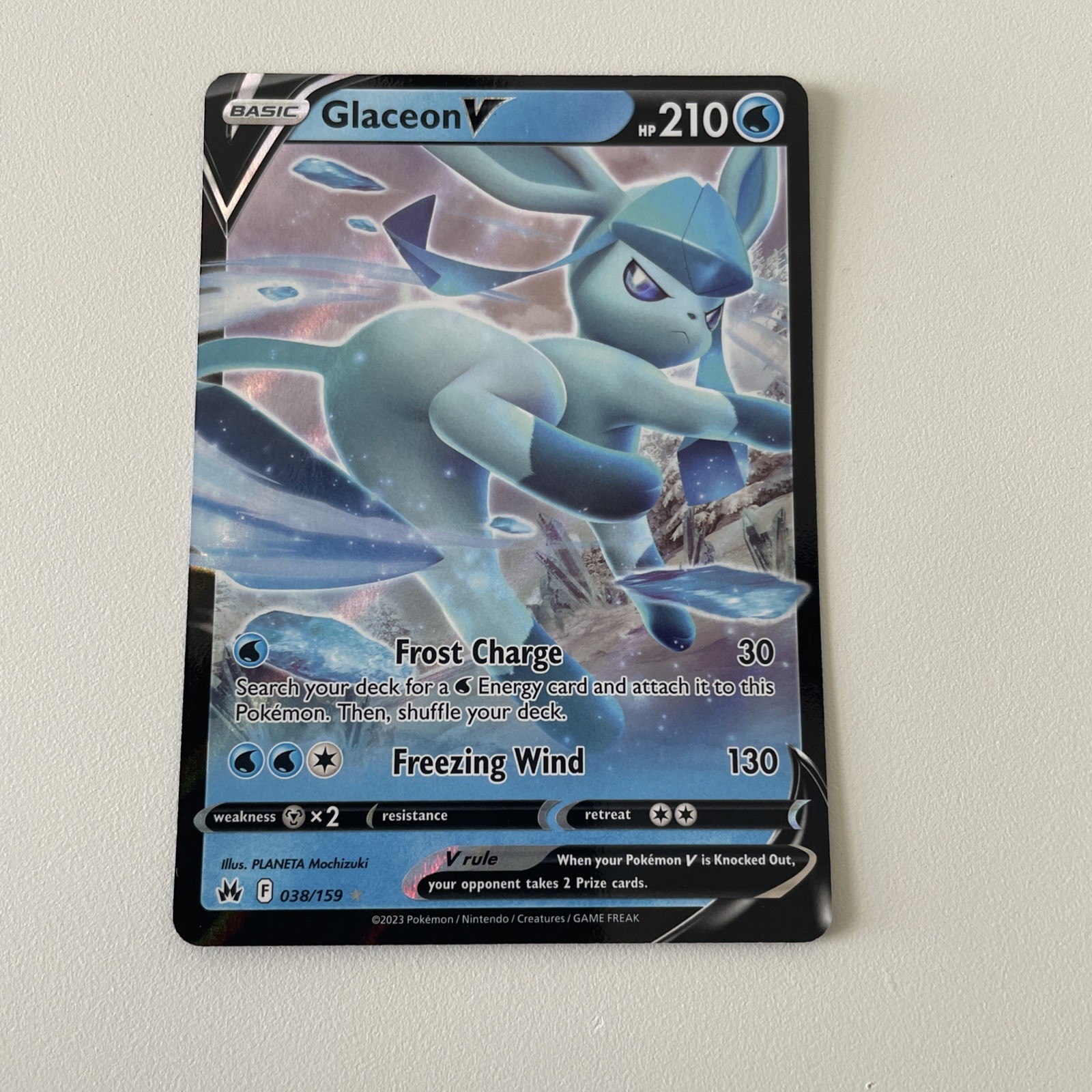 Pokemon TCG Glaceon V Holo Card 38/159