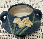 Mcm Rose Roseville, Blue Zephyr Lily Double Handle ￼Pottery Creamer Bowl