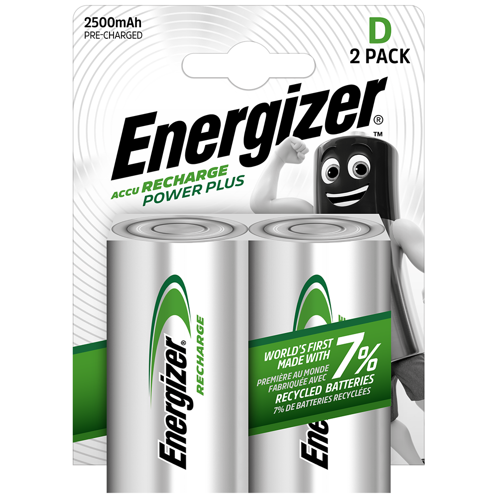 Energizer Power Plus D HR20 2500mAh Rechargeable Batteries x 2 - Image 3