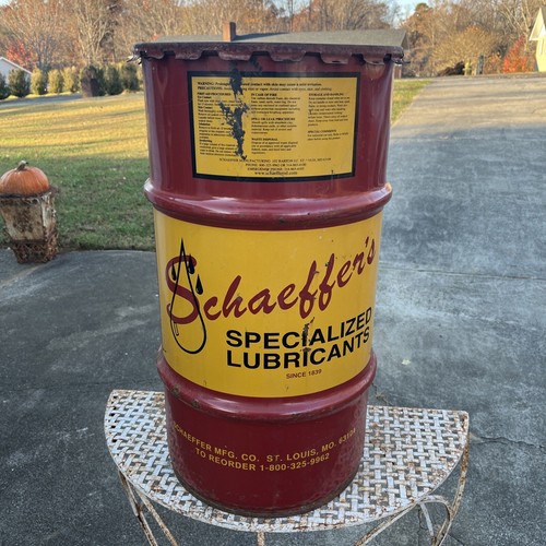 Vintage Schaeffer's Oil Drum Barrel Garbage Can Gas Oil Lubricants eBay