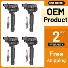 4 Ignition Coil +4 Spark Plug UF658 for 1.8L Mercedes Benz C250 SLK250 2012-2015