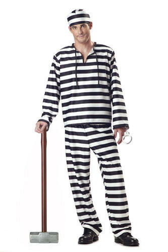 Men's Jailbird Convict Costume - Picture 1 of 5