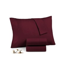 4 PCs Pillow Case Set 600 TC Egyptian Cotton Wine Solid Queen Size