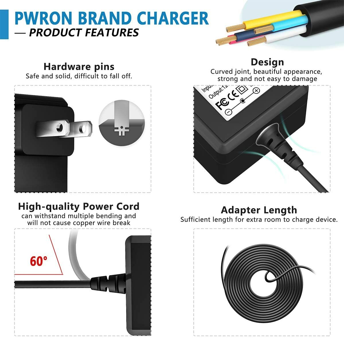 Alimentatore PwrON DC 12V 1A – Adattatore AC/DC Con Spina Per HON-KWANG D12-10-1000-06