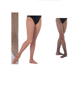 Damen Netz Tanzstrumpfhose Fuß Ballett Strumpfhose schwarz-natur hellbraun Erwachsene Größe