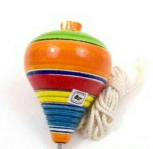 3 X Multi-Color Wood Trompo Mexican Traditional Toy Handmade New - Picture 2 of 5