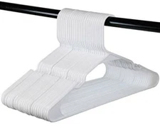 Standard everyday adult Hangers. White Plastic 18 Pack - USA Made