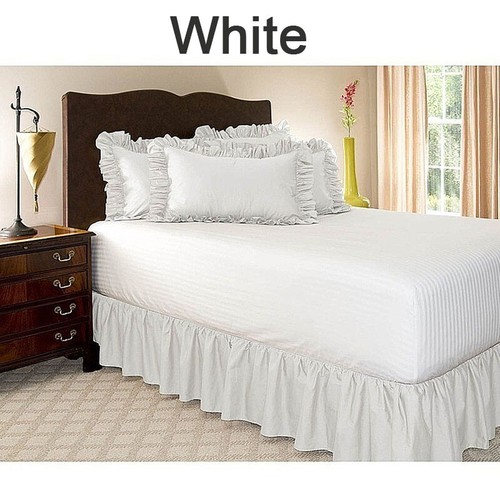 Pleated Egyptian Solid Bed Skirts Dust Elastic Ruffled Twin Full Queen King Bed - Picture 13 of 33