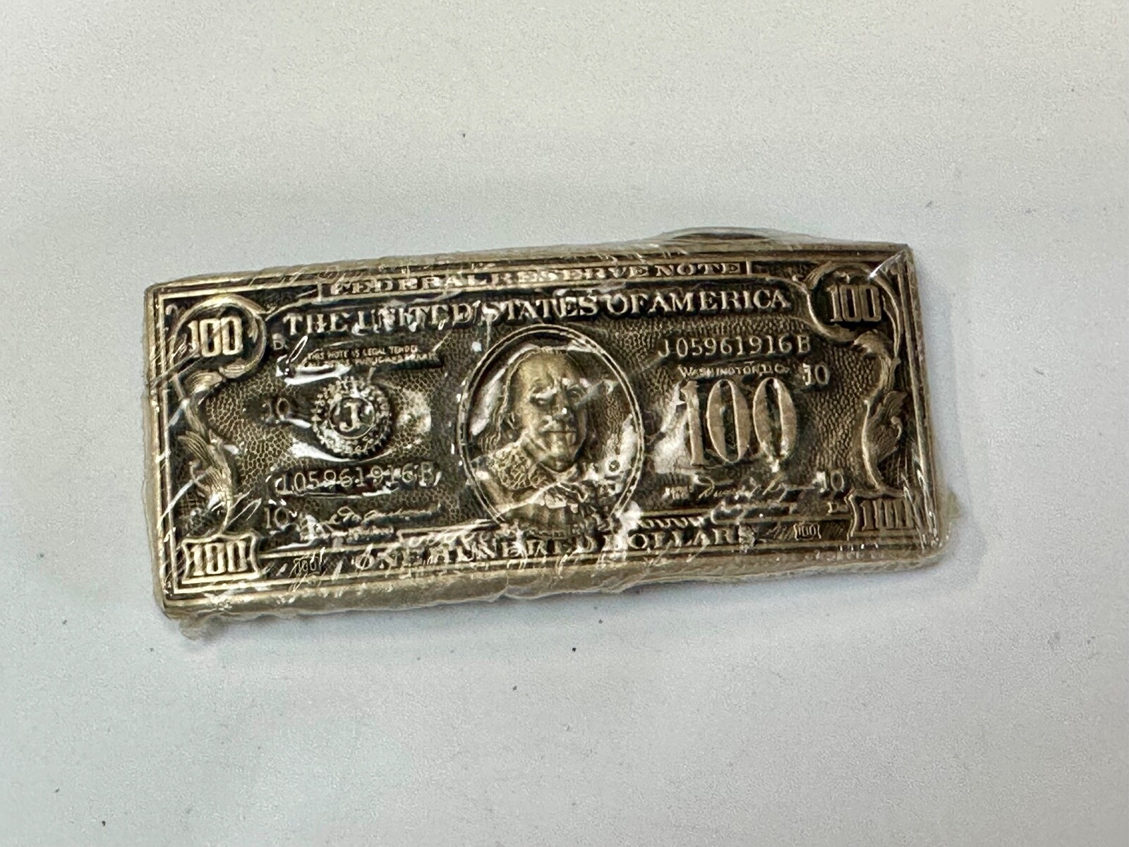 100 Dollar Bill Benjamin Solid Brass Nos Belt Buc… - image 11
