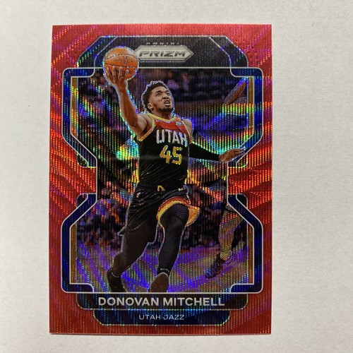 Donovan Mitchell Ruby Red Wave Prizm 2021-22 Panini Prizm NBA Basketball Card 72 - Photo 1 sur 12