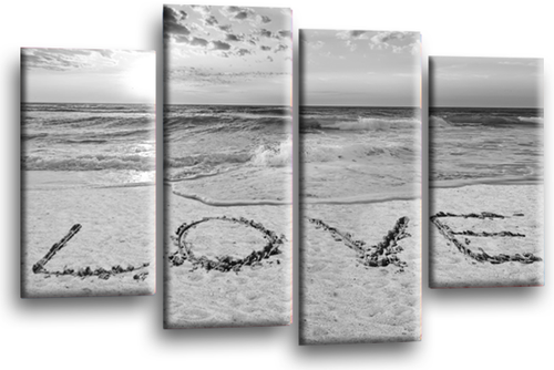 Seascape Sunset Love Art Print Grey White Quote Framed Split Canvas Picture - Picture 3 of 5