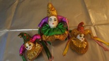 Vintage Mardi Gra hand painted FACE mask JESTER lot 3