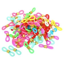 80pcs Eyeglass Chain Connector Silicone Strap Holder Chain End Loop Multicolor
