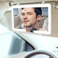 Car Sun Visor Mirror Clip on Vanity Mirror Makeup Sun Shading LED Mirror