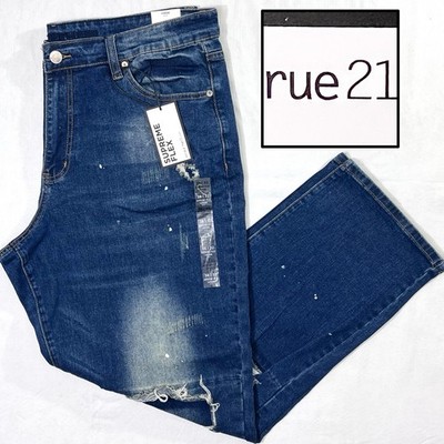 Sz 38x32 NWT RUE21 Mens Supreme Flex Loose Fit Distressed Dark Denim Jeans Pants
