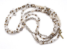 Silpada Stardust 54 Sterling Silver Brass Pearl Crystal Necklace Retired 54"