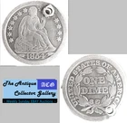 1854 Silver US Philadelphia Mint Seated Liberty Dime🪙Type 3🪙Hole