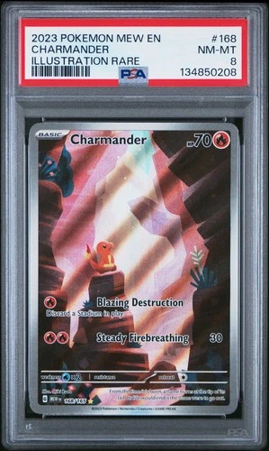2023 POKEMON MEW EN-151 ILLUSTRATION RARE #168 CHARMANDER PSA 8